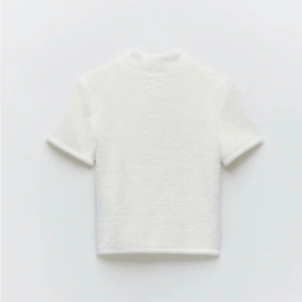 Zara White Textured Short Sleeve Top - Picture 5 of 8